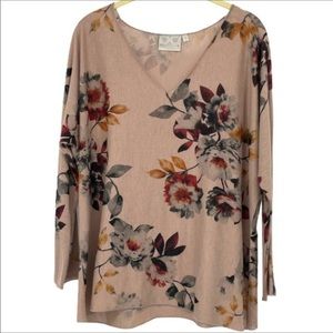 DANTELLE ROSE PINK FLORAL V-NECK TOP